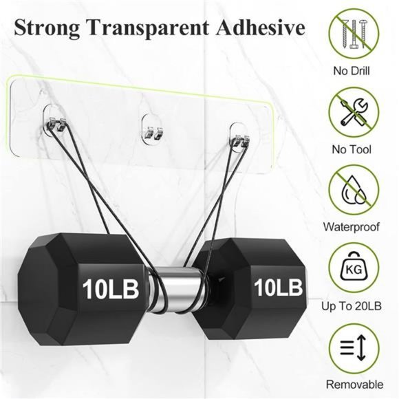 Adhesive Shower Caddy Basket Shelf with 4 Hooks for Shampoo Soap Dish Holder - Picture 5 of 7